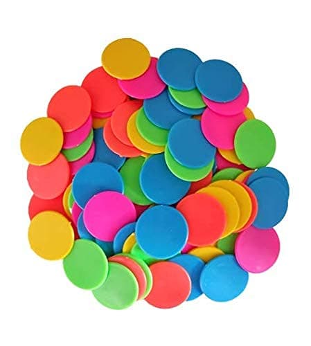 Royals Plastic Plain Token/Coins Pack of 100 Coins, 4Coloursx25pc,Multicolour