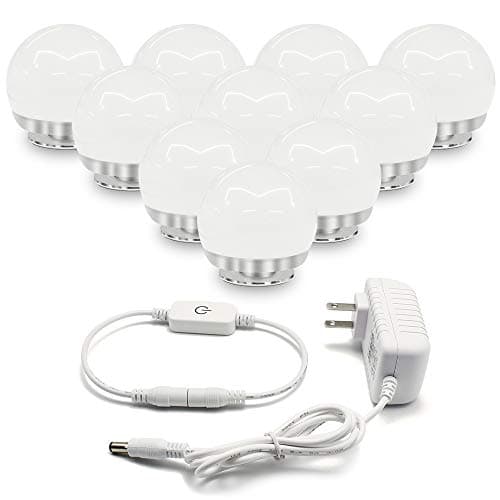 Hollywood Style Vanity Mirror Lights, 10 Vanity Makeup LED Light Bulbs with Dimmable Touch Sensor for Makeup Mirror