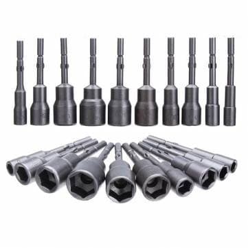 10pcs 5.5-14mm Round Shank Power Nut Driver Setter Magnetic Hex Socket