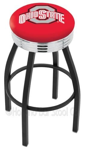 Ohio State Buckeyes (L8B3C) 25" Tall Logo Bar Stool by Holland Bar Stool Company (with Single Ring Swivel Black Solid Welded Base)
