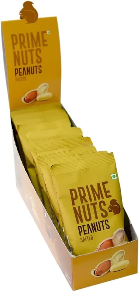 Prime Nuts Salted Peanuts | High in Protein & Antioxidants | Rich in Vitamin E & Magnesium | Dietary Fibre | Healthy Immune System | Healthy Ready to Eat Snacks | 12 x 25 gm