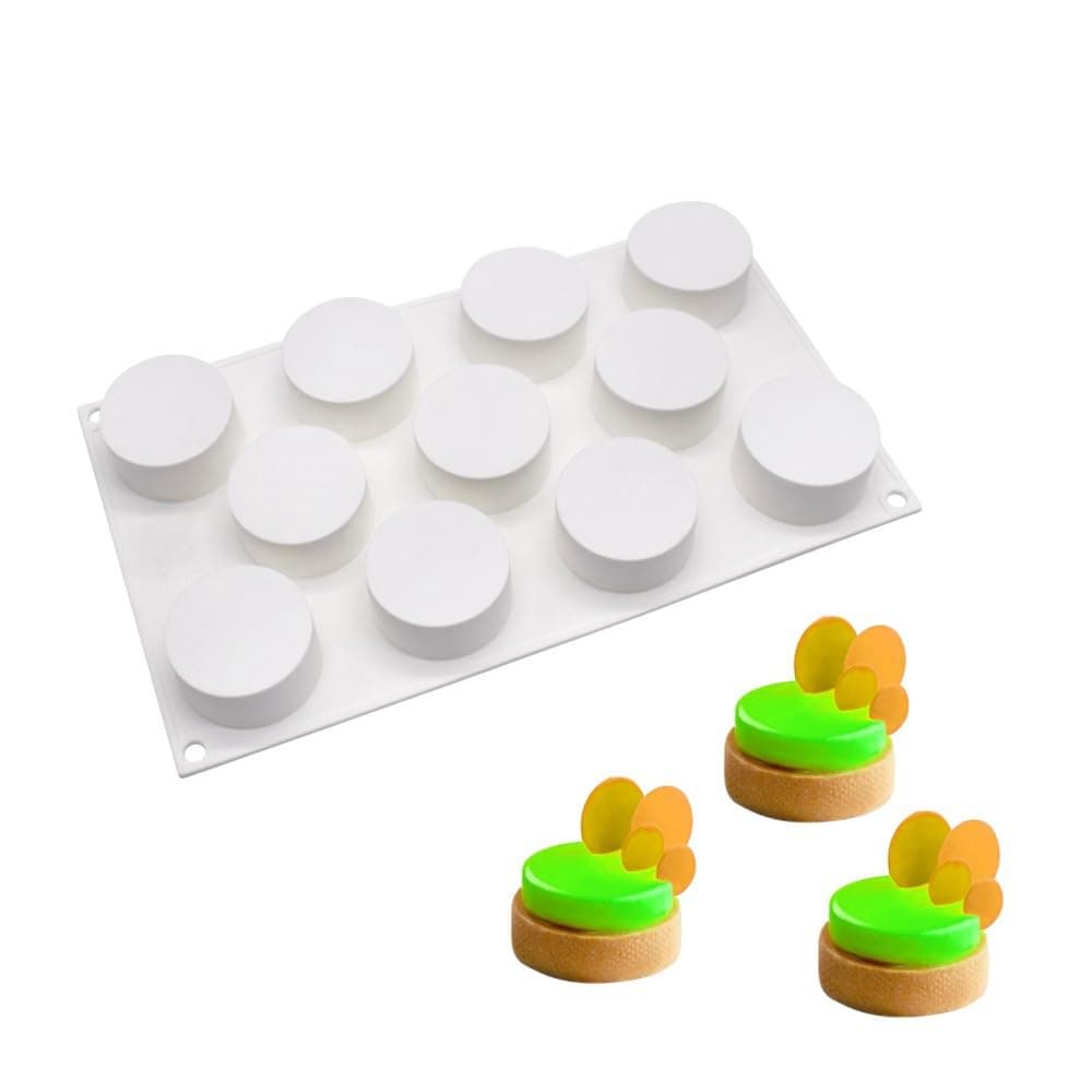 Flat Cylinder Silicone Mold For Baking Chocolate Cover Cookie Sandwich Cookies Muffin Cupcake Cake Pudding Jello Mould (Flat Cylinder C_11.8 X6.8 X8 X1.2inch)