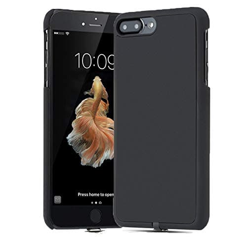 JinQiu Qi Wireless Charger Charging Case Receiver for iPhone 7 Plus 5.5" | Flexible Lightning Connector | Delicate Rubber Black Case | Compatible with Qi Wireless Charging Dock Charger Pad