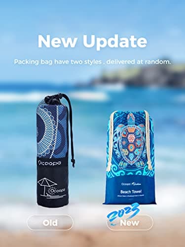OCOOPA Microfiber Beach Towel For Swimming Pool, Camping, Picnic, Yoga Gym Sports, Fast Drying Extra Large 71" x 32" Sand Free Super Lightweight