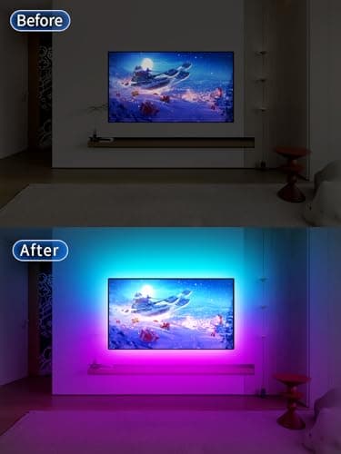 GIPOYENT - TV Light Strip, Music Sync, LED Backlight for 55-80 inch TV, LED TV Light with Bluetooth Function, RGB Color Changing Light Strip for Home Theater