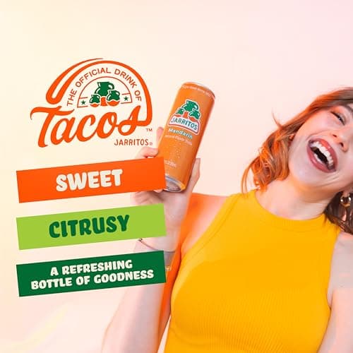 Jarritos - Mexican Soda Soft Drinks, Mandarin (12 oz, 355ml) 24 Cans (3 Boxes of 8) - Real Cane Sugar - 0g Fat - Made in Mexico - Natural Flavor Soda Pop - Party & BBQ Beverages