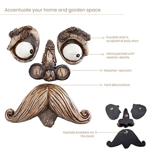 Bits and Pieces-Old Man Tree Hugger - Garden Peeker Yard Art - Outdoor Tree Hugger Sculpture Whimsical Tree Face Garden Decoration