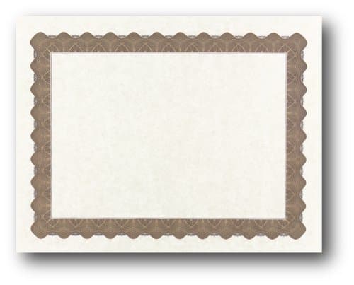 Metallic Border Parchment Certificate Paper - 250 Certificates - 8 1/2" x 11" - Premium Printable Blank Certificates (Gold)