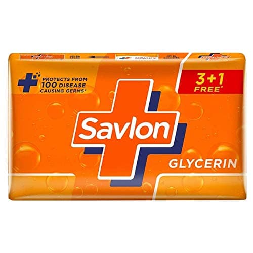 Savlon Moisturizing Glycerin Soap Bar With Germ Protection, Pack Of 5-125G Each & Savlon Glycerine Soap, 125g (Buy 3 Get 1 Free)