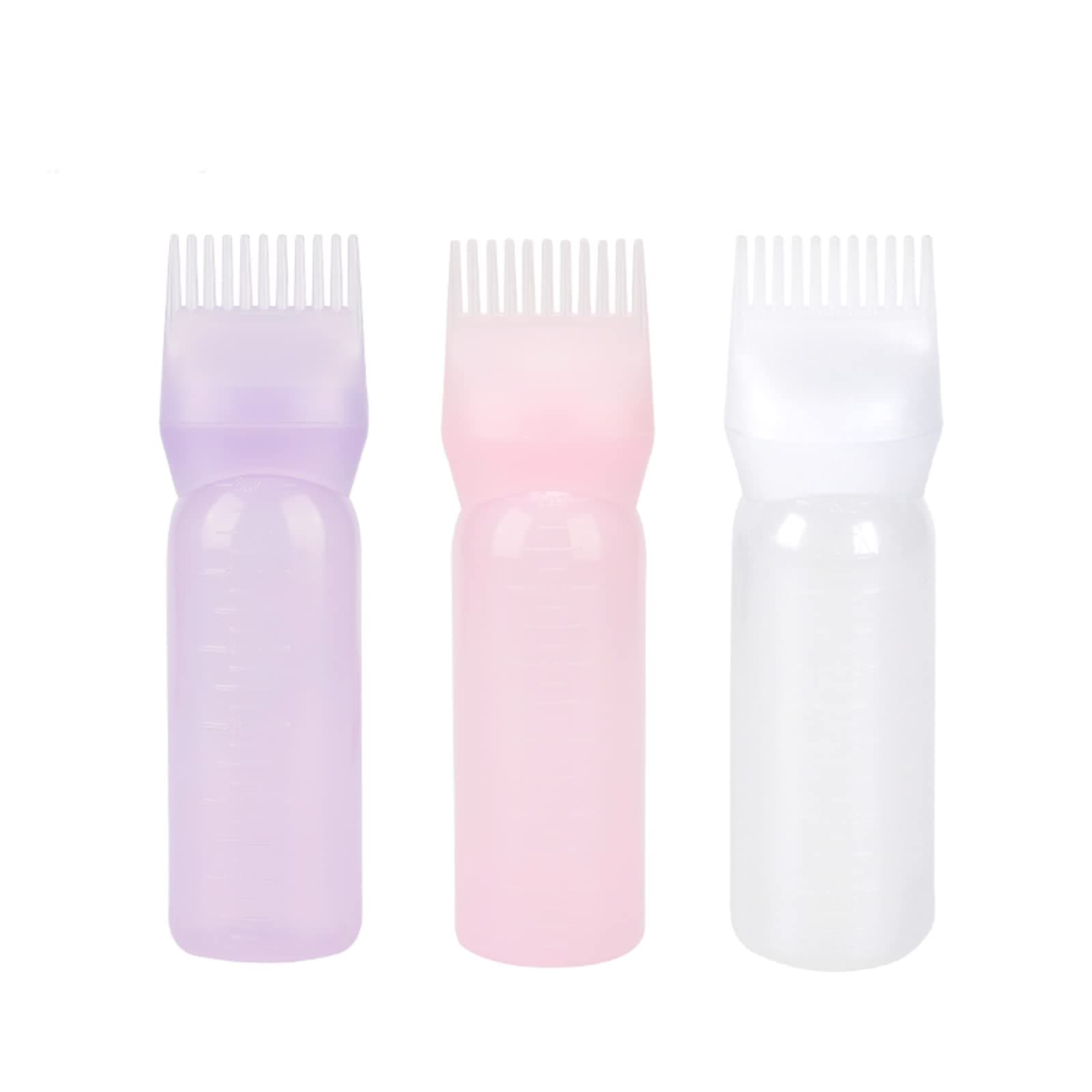 3pcs Hair Dye Bottle,Empty Refillable Hair Dye Bottle Applicators with Graduated Comb,Wash Bottle Shampoo,Root Comb Applicator Bottle for Salon Hair Coloring