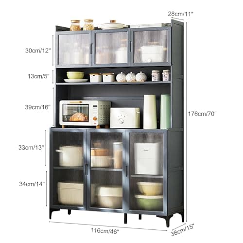 Cxlly 5 Tiers Storage Cabinet for Kitchen,Kitchen Bakers Rack, Microwave Cart with Storage,Kitchen Bakers Rack with Storage,Bamboo Storage Shelves (Size : 116cm/46in)