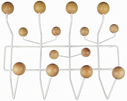 SHISEDECO Classic Mid Century Hang it All Coat Rack, Modern Wall Mounted Hooks with Painted Solid Wooden Balls(Multi Colors Available) (White Frame Natural)