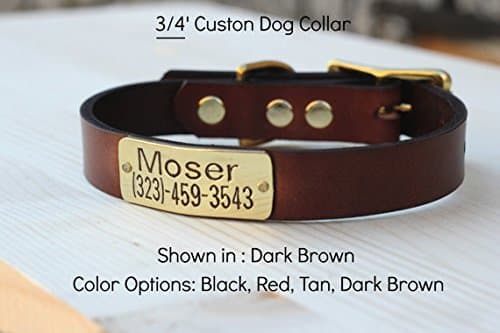 Dog Collar Handmade 100% Leather 3/4" with Personal Dog Id Tag Name Plate Ships in 1-Day!!!!