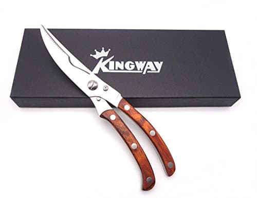 Best Large Heavy Duty Poultry Shears Chef and Cook Approved, Paka Wood Handle Kitchen Shears for Poultry and bone , Cutting Chicken ,Barbeque, Even Metal Cutting ,with High Grade Gift Box