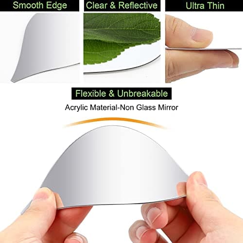 Runmeihe® 20PCS Mirror Wall Stickers DIY Decor, Drop Shape Silver Acrylic Plastic Mirror Tiles Kawaii Art Decoration Accessories for Living Room Bathroom Bedroom Home