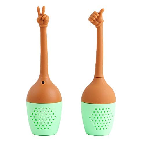 Sangabery Tea Infuser Set of 2 - Gesture Loose Leaf Tea Infuser with Long Handle Neck & 2 Different Gesture with BPA-Free Silicone Tea Strainer -Perfect for Family, Office, Birthday Party, Christmas