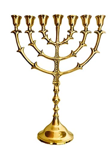 7 Branch, Salomons Menorah .Antique Replica Solid Brass/Copper 12" inches Bronze 7 Branches Menorah Candle Holder from Israel,