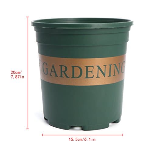 Richi 1.5 Gallon Green Plastic Round Nursery Pot Pack Flower Vegetable Plant Garden Planter