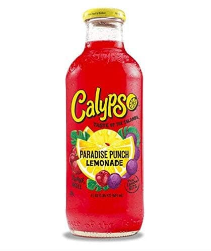 Calypso Lemonade, Paradise Punch Lemonade, Made with Real Fruit, 16 Fl Oz Glass Bottles (Pack of 6)