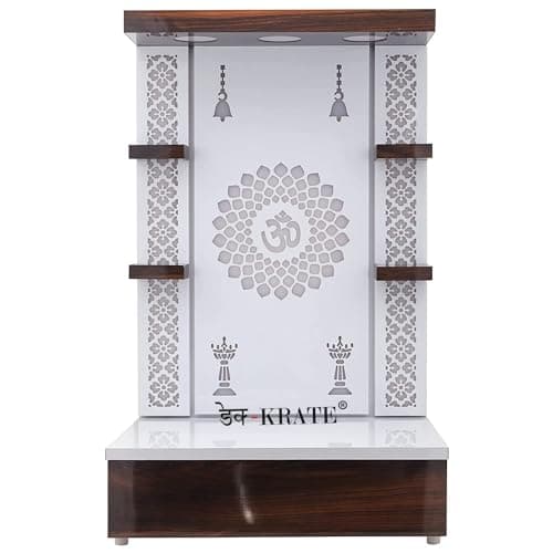 Wooden Temple Wall Hanging & Table Top Mandir White Led Light Puja Mandir for Home & Office Decor (Design 1) (36 X 24 X 16 INCH)