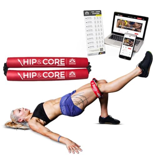 Crossover Symmetry Hip & Core System - Stretch, Strengthen & Train Core, Hips, Glutes & Legs – Includes Exercise & Training Guide – Red Medium Resistance Band