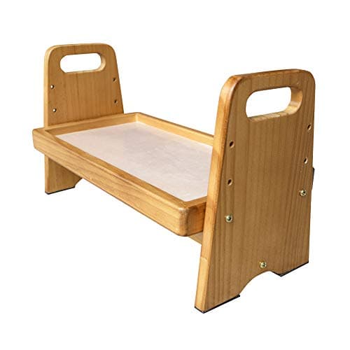 Ihoming Adjustable Pets Elevated Feeder Shelf for Small Dogs and Cats Double Bowl Wood Raised Stand