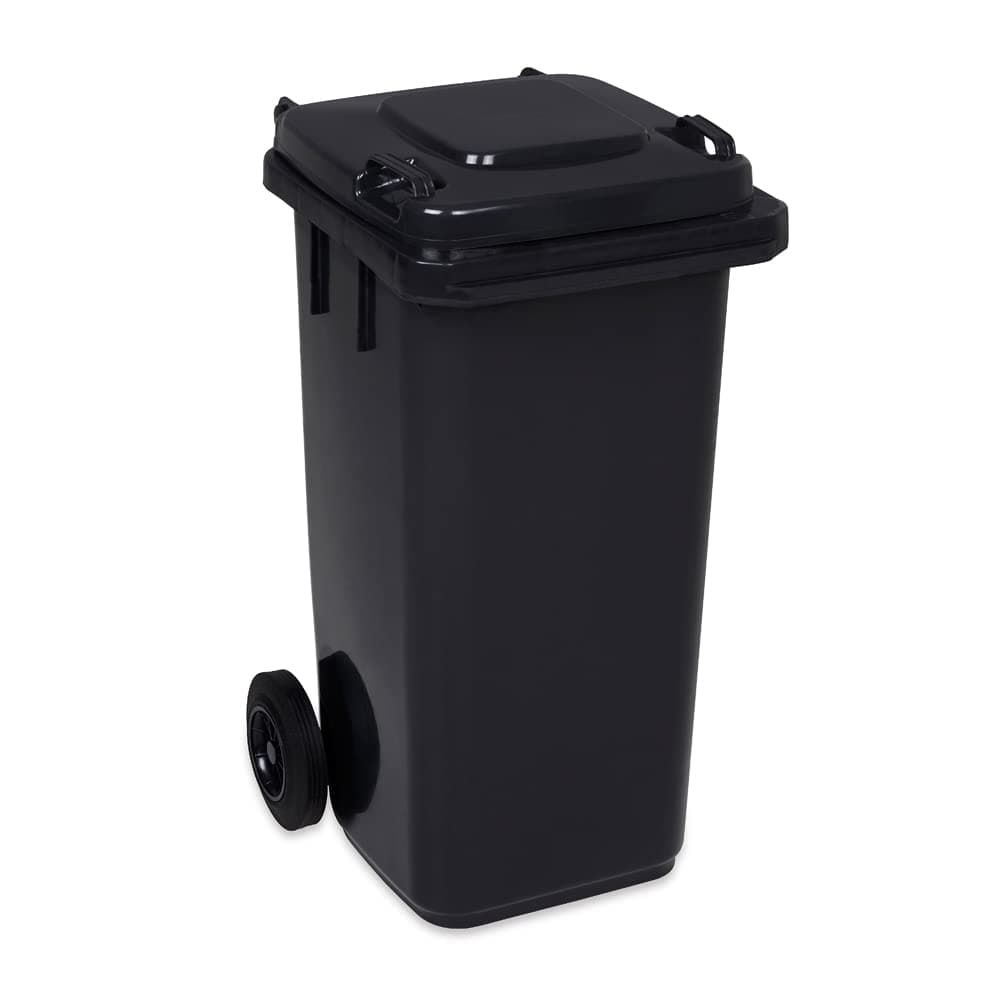 Jestic Wheelie Bin, Rubbish Bin, 120 Litres, Smooth Solid Rubber Wheels graphite