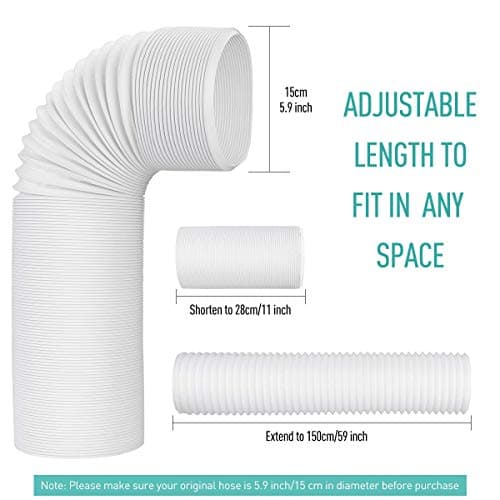 AGPTEK Air Conditioner Hose Pipe - 5.9'' Diameter Venting Duct Extension Kit Universal Flexible AC Exhaust Hose for LG, JHS, Honeywell, Haier, Other Portable AC, Length up to 59'' (Counterclockwise)