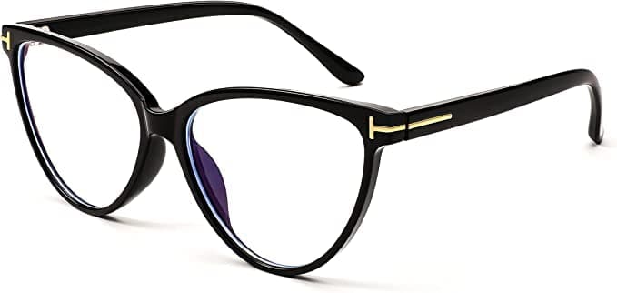 Cat Eye Glasses Frame Blue Light Blocking Eyewear for Women Men (Black)