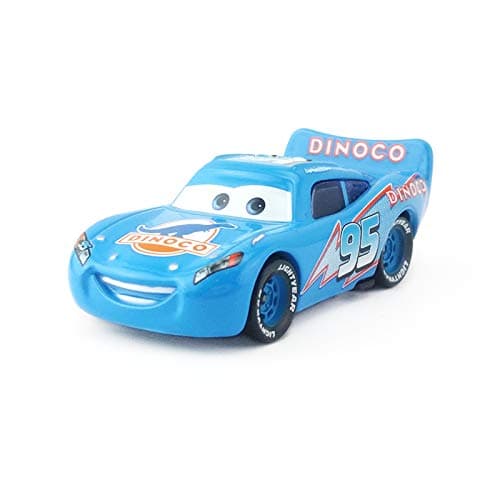 Movie Cars Basic Characters Lightning McQueen The King Chick Hicks Metal Toy Car 1:55 Loose Kid Toys (Blue Dinoco McQueen)