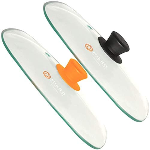 Glass Meal Prep Container Microwave Food Cover–Rectangular Tempered Glass Lid with Vent hole–Healthy and Naturally BPA Free-Microwave and Dishwasher Safe–Easy Grip Silicone Knob - Orange&Black Bundle