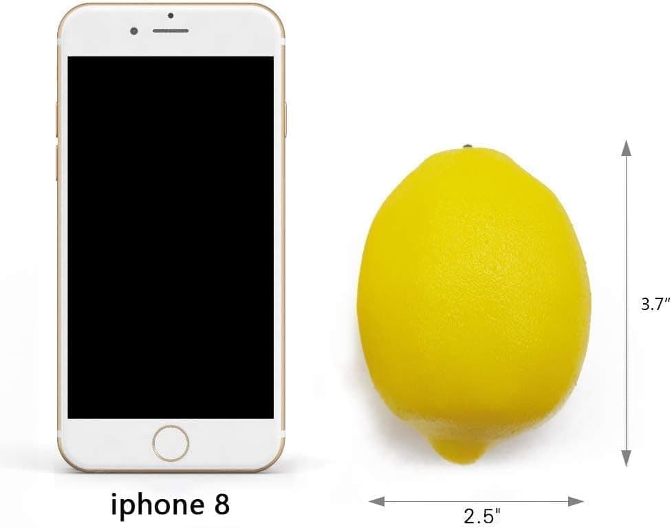 BigOtters Artificial Lemons, 3.7" x 2.5" Big Size Vivid Faux Lemon Plastic Fake Yellow Lemons for Decoration Fake Fruit Bowl, Home Kitchen Table Cabinet Party Decor Photography Prop 12PCS