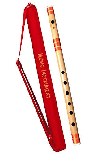 HISCIN ISC Bamboo Natural Flute Bansuri GG Type Transverse Style for Deep Low Frequency Sonorous Notes 17Inch (Brown)