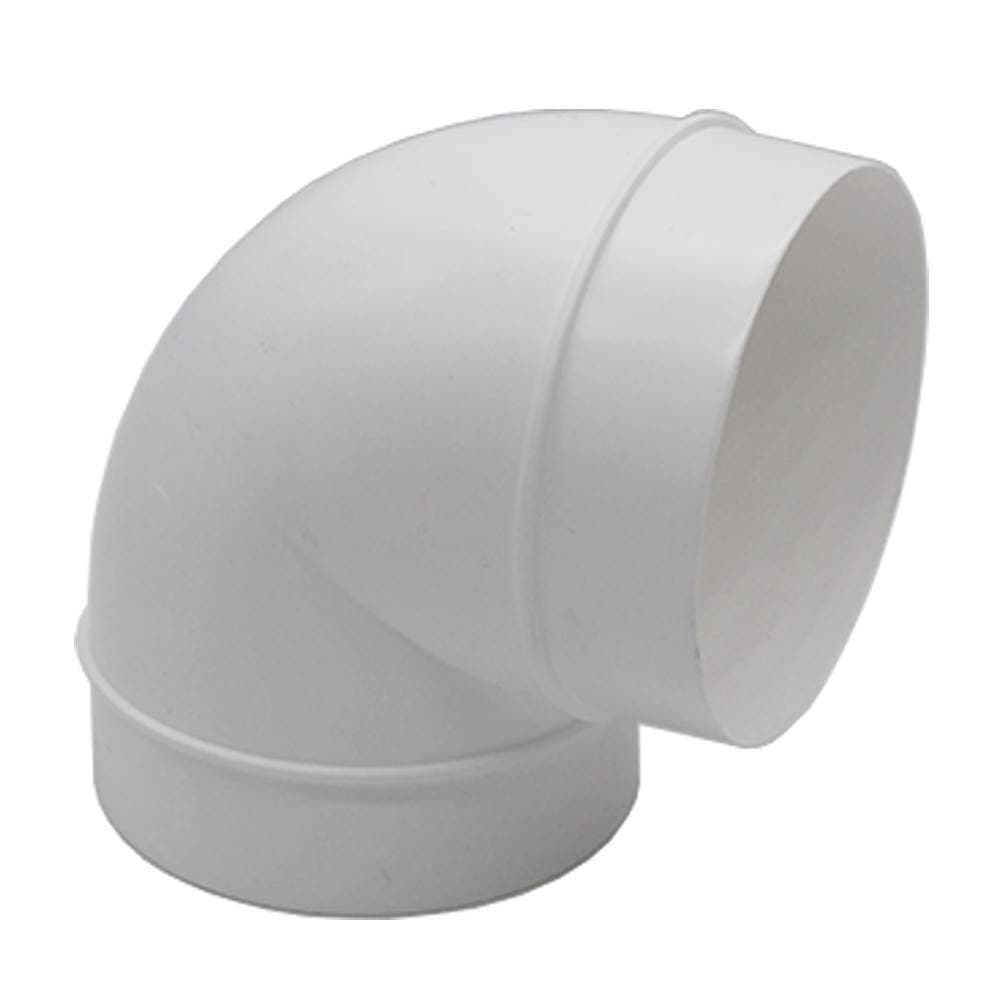 90 Degree Elbow Bend 100mm - 4 inch Round Plastic Ducting Joint to Connect Round Duct Pipe or Flexible Hose