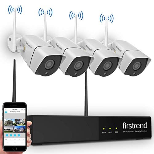 Security Camera System Wireless,Firstrend HD Video Security System with 4PCS 960P 1.3MP IP Security Camera Indoor Outdoor 65FT Night Vision Without Hard Drive