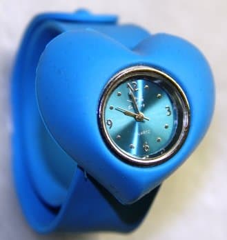 Silicone Slap On Watch - Blue Heart - Small
