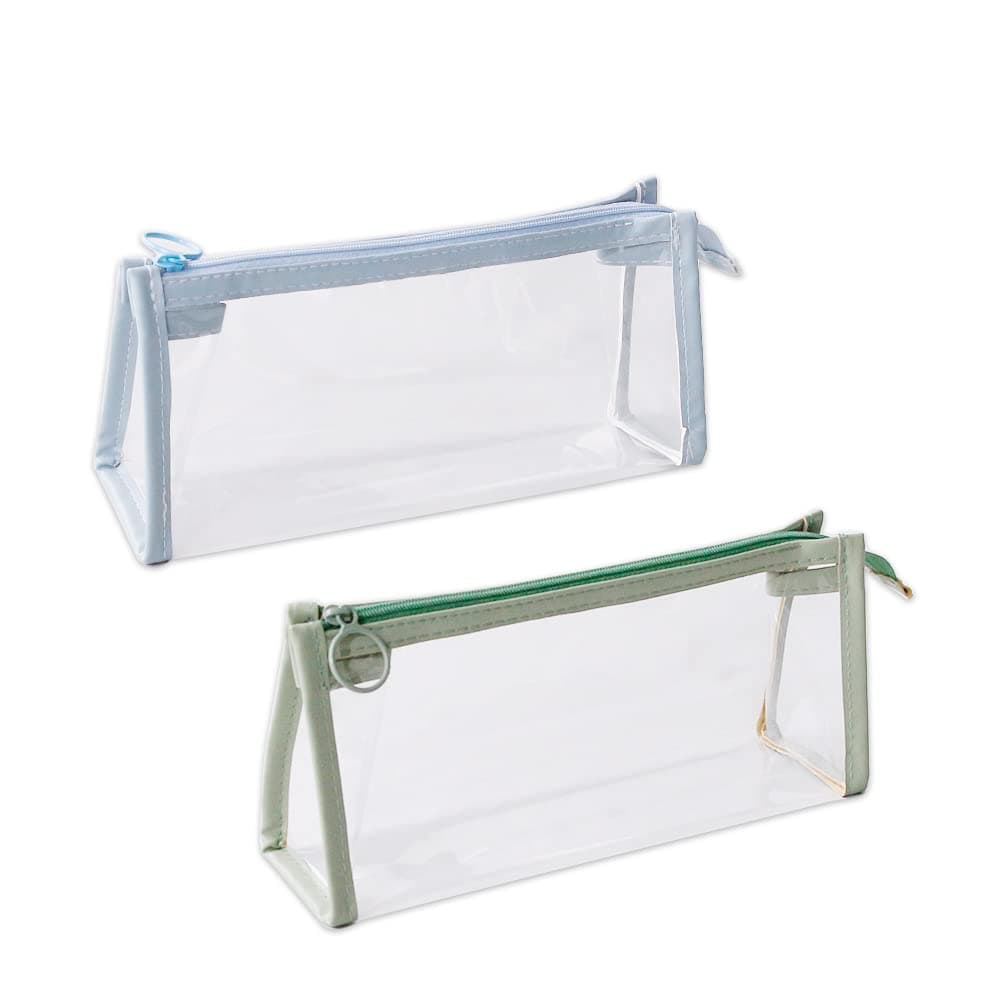 2PCS Clear Pencil Cases, Clear Exam Pencil Case, Waterproof PVC Zippered Cosmetic Storage Pouch, Travel Luggage Pouch Make up Cosmetic Bag