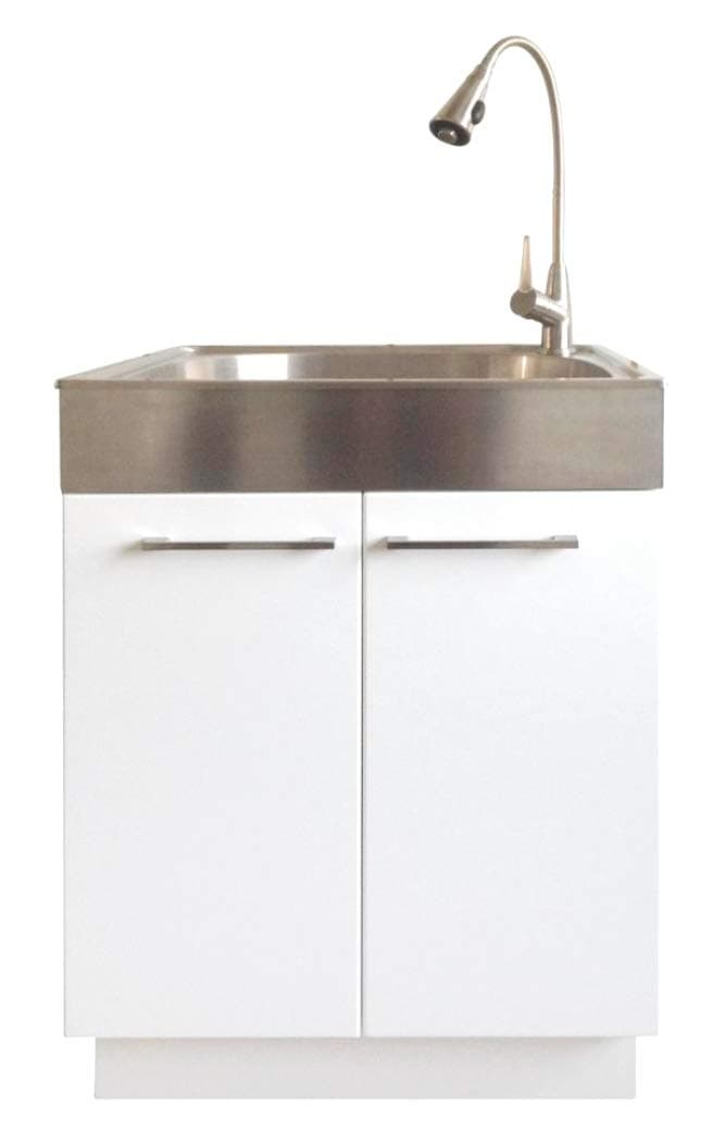 Presenza All-in-One 24.2 in. x 21.3 in. x 33.8 in. Stainless Steel Laundry Sink and 2 Door Cabinet