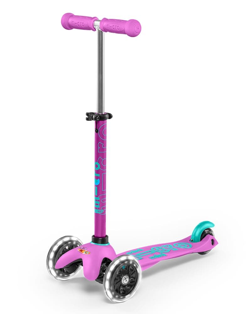 Micro Scooters - Mini Deluxe Lavender with LED Wheels MMD150 |Adjustable Handlebar |3 Wheels |Max Load 50KG | Scooter for Kids | Kids Scooter | Scooter with LED Wheels | Scooter for Kids 2-5 Years