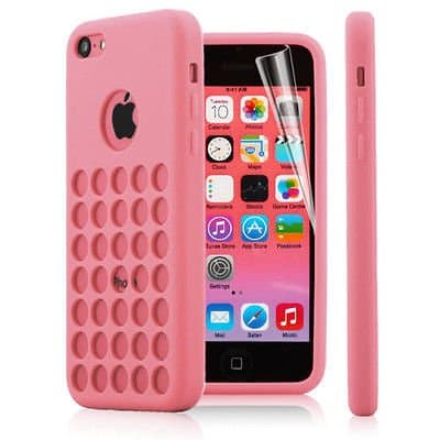 2010kharido TPU Silicon Retro Dot Hole Back Case for Apple iPhone 5C, Black