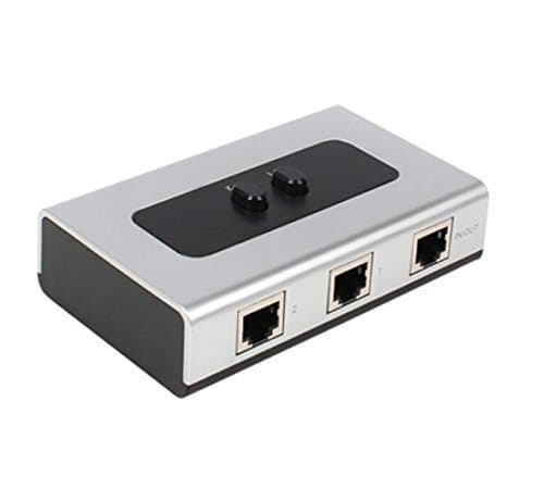 NETmate 2Port RJ45 Gigabit Ethernet RJ45 Network Switch Splitter Selector Box 100M/1000M