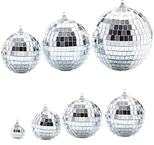 7 Pack Mirror Disco Ball,70's Disco Party Decoration Cool and Fun Silver Hanging Party Disco Ball for Party or DJ Light Effect, Home Decorations, Stage Props, Game Accessories,7 Size
