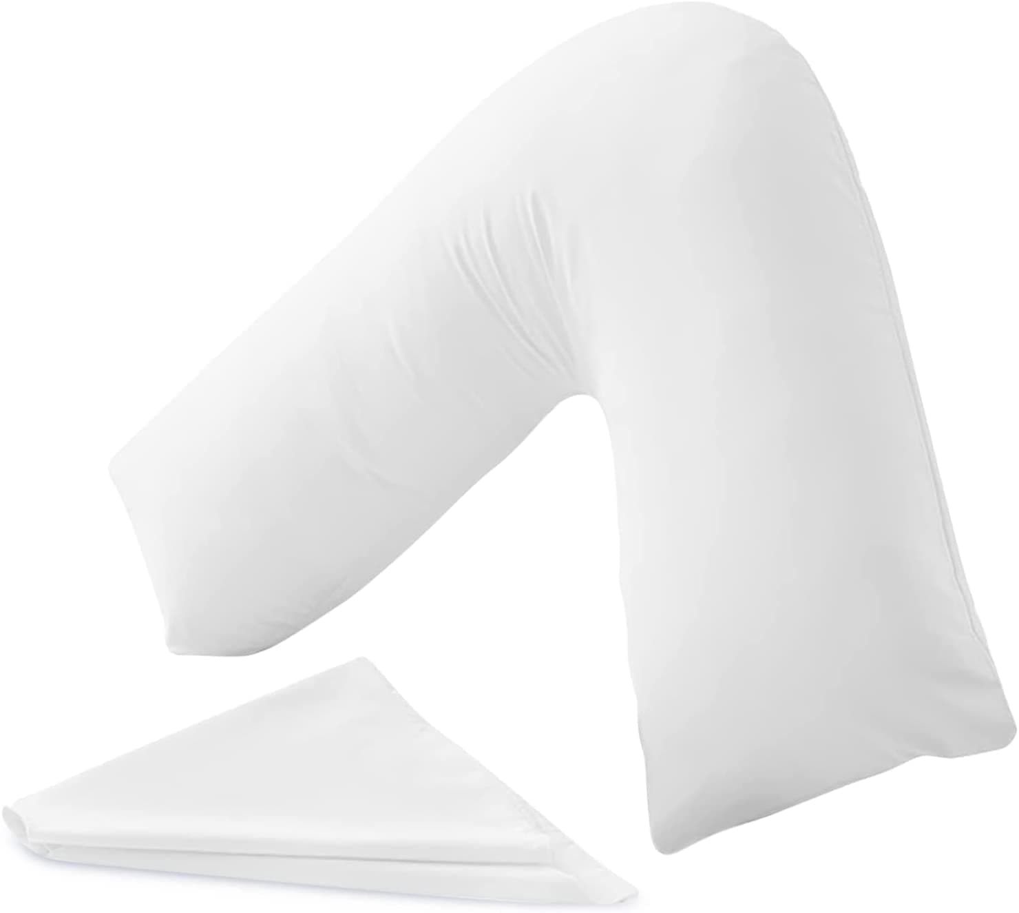Extra Firm V Pillow With Pillowcase - Orthopedic Supportive Pillow For Neck, Back & Shoulder - Pregnancy Nursing Support Shaped Pillows - Premium Hollowfiber Filling & Machine Washable