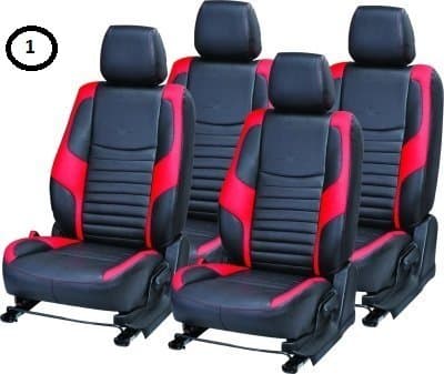 Khushal Leatherite Front and Back Seat Covers Set for Renault Kwid - KS010RKWID (Red)