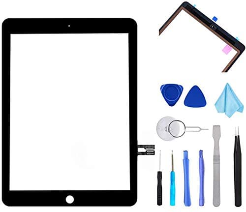 Tefir Black Digitizer Repair Kit for iPad 9.7" 2018 iPad 6 6th Gen A1893 A1954 Touch Screen Digitizer Replacement (Without Home Button) +Pre-Installed Adhesive + Tools