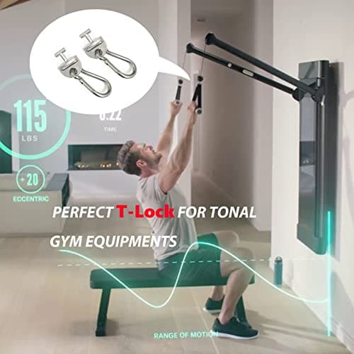1Pair Tonal T Lock Adapter with Snap Hooks ,Stainless Steel Tonal Accessories for Tonal Gym Machine(Only Tonal T Lock Adapter )