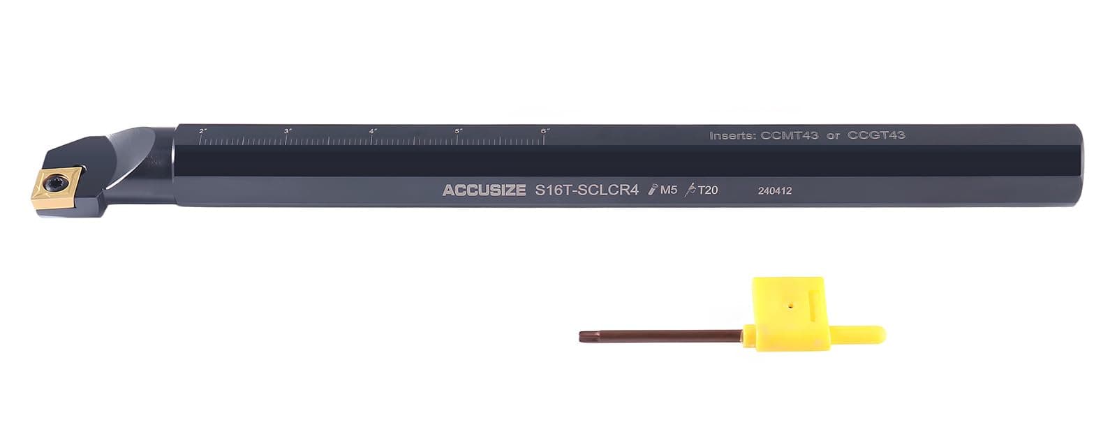 Accusize Industrial Tools 1'' Sclcr Indexable Boring Bar with Ccmt432 Insert Installed, P252-S409