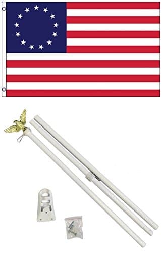 3'x5' 13 Star Betsy Ross Hist. US American Flag Polyester w/ 6' Pole Kit