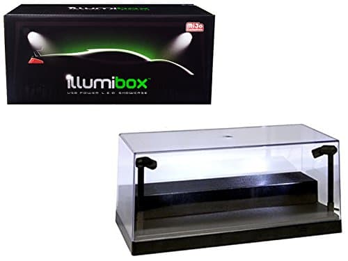 Illumibox USB Powered Plastic Collectible Display Show Case Black 1/24 Scale with Riser Option to Display 1/64 Scale Diecast Models with L.E.D. Lights 10001