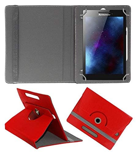 Hello Zone 360� Rotating 7� Inch Flip Case Cover Book Cover for Zync Z919 -Red
